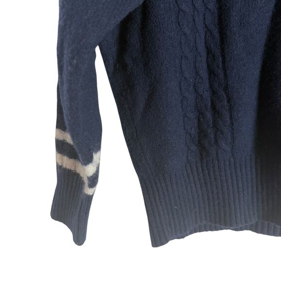 Rebecca Taylor Navy Contrast Tipped V-Neck Varsity Pullover Sweater Size Small - Picture 6 of 11